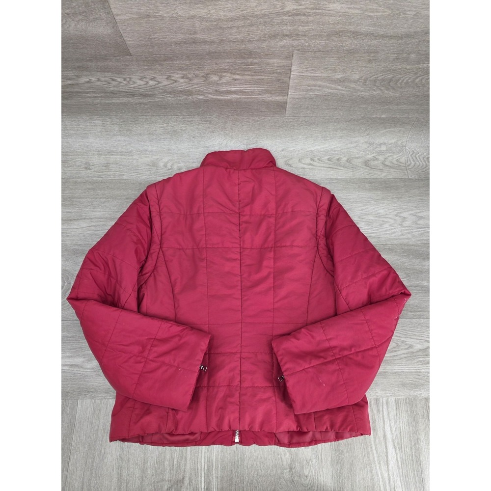 Petite Sophisticate Quilted Jacket Women's Medium Red Zip Front Turns Into Vest - Picture 8 of 10